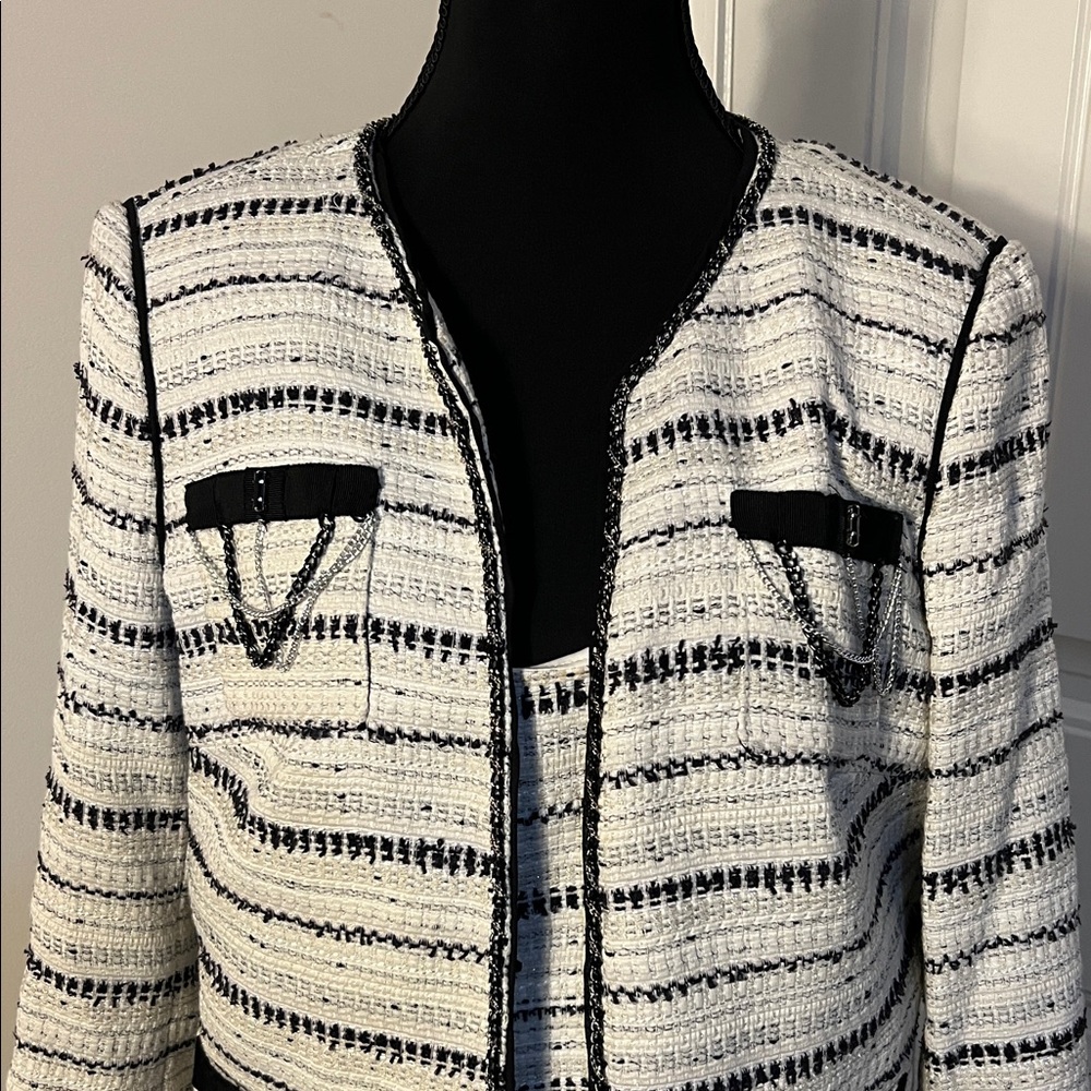 White House Black Market Monochrome Tweed Jacket and Dress - Picture 5 of 16